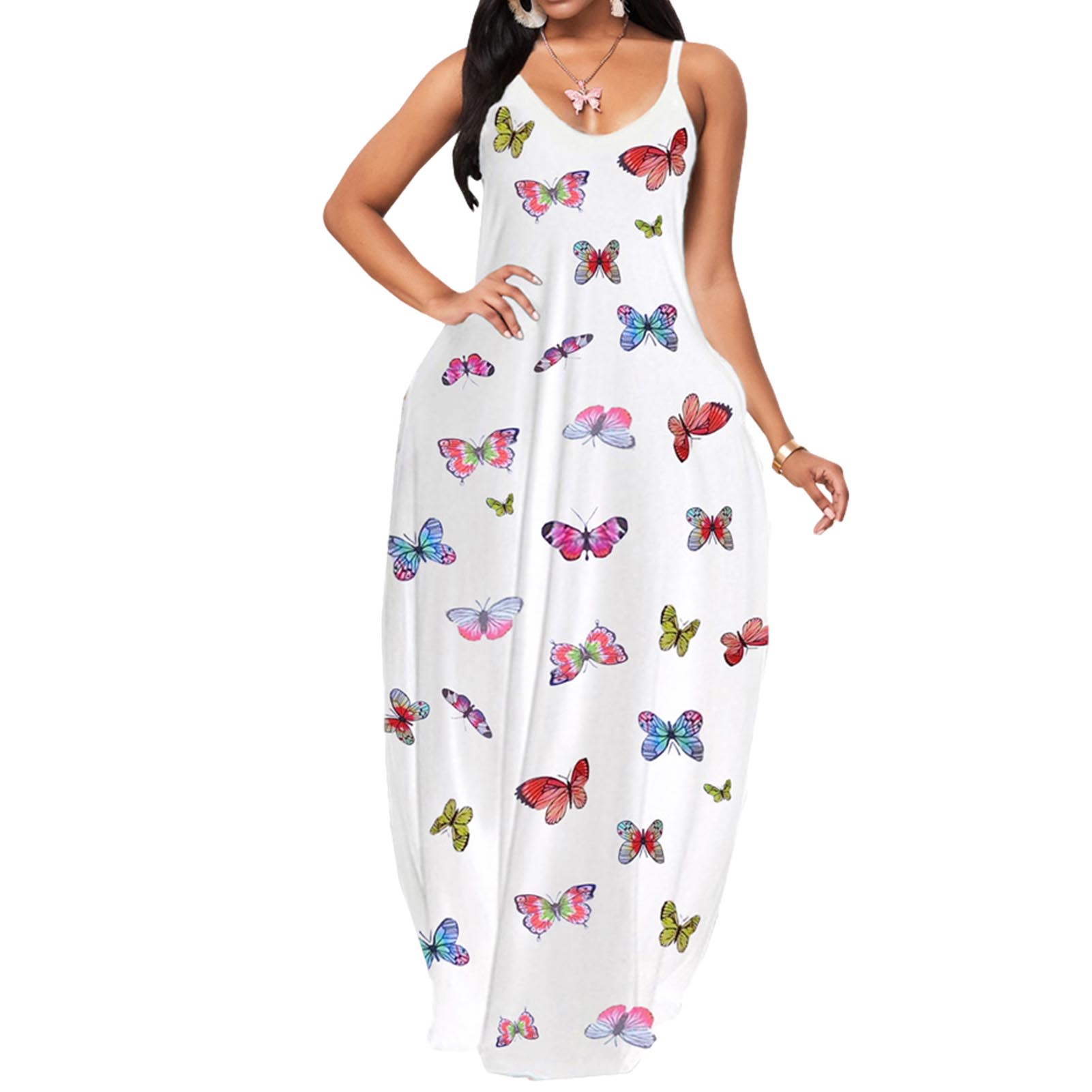 MEGAWHEELS Women Dress Butterfly print ...